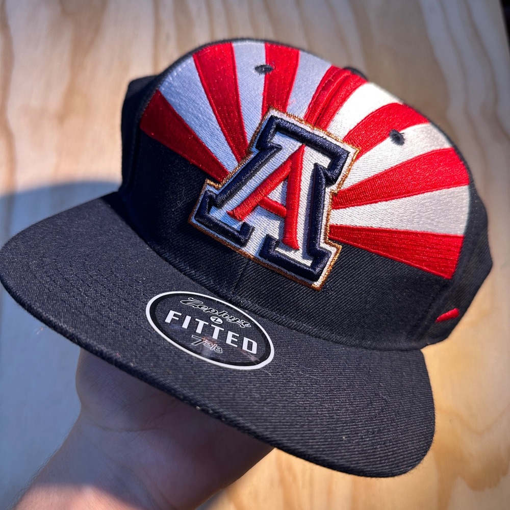 Zephyr Arizona Wildcats Fitted Hat 7 3/8 Navy Red White Sunburst Cap New